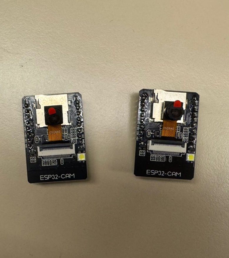 ESP-32 CAM Modules that are used as the primary vision nodes for license plate recognition and surveillance.