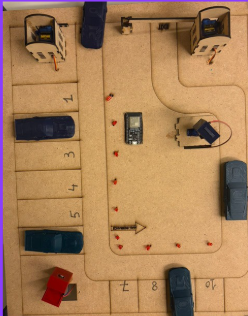 Top-down layout view of the fully assembled parking prototype.