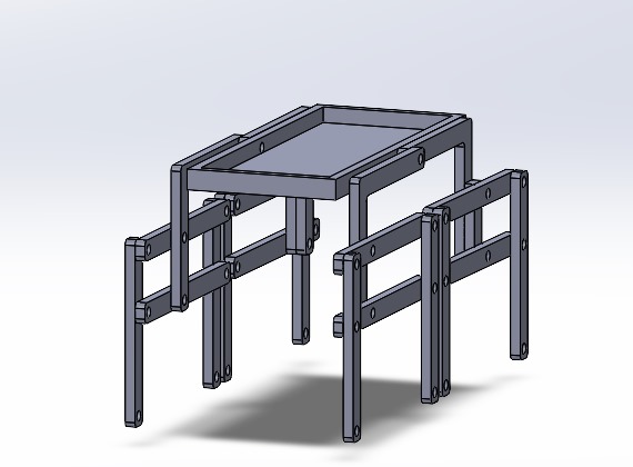 A SolidWorks CAD model showcasing the modular chassis architecture, featuring reinforced structural members designed for durability in debris-heavy environments.