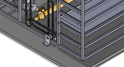 Detailed view of the chain-drive assembly designed for lifting under high torque.