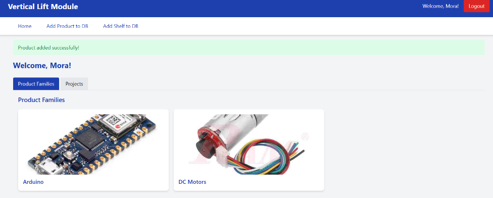 Centralized inventory view allowing product additions and tray assignments.