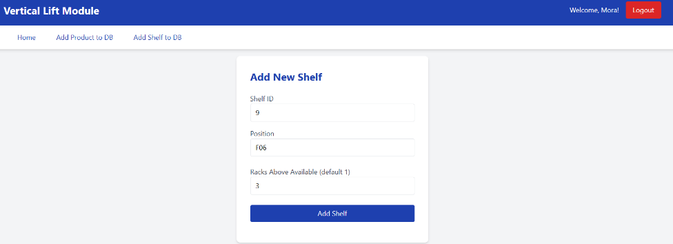 Shelf management module mapping physical vertical coordinates into the database.